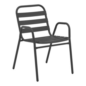 Πολυθρόνα Sussie haroma στοιβαζόμενη ανθρακί μέταλλο με φέτες αλουμινίου 45x62x76εκ