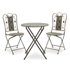 Τραπεζαρία Drill haroma σετ 3τεμ μέταλλο χρώμα χαλκού antique