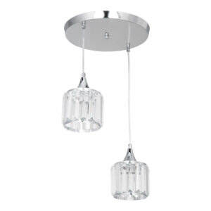 Φωτιστικό οροφής δίφωτο PWL-1025 haroma Ε27 χρώμιο-γυαλί Φ30x70εκ