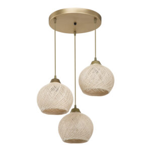 Φωτιστικό οροφής τρίφωτο PWL-1121 haroma Ε27 κρεμ-χρυσό Φ40x75εκ