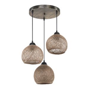 Φωτιστικό οροφής τρίφωτο PWL-1121 haroma Ε27 καφέ Φ40x75εκ