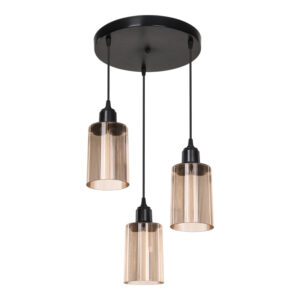 Φωτιστικό οροφής τρίφωτο PWL-1195 haroma Ε27 μαύρο-amber Φ30x80εκ