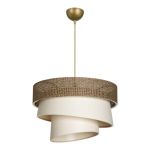 Φωτιστικό οροφής μονόφωτο Tazma haroma ύφασμα σε καφέ και κρεμ απόχρωση Φ38x65εκ