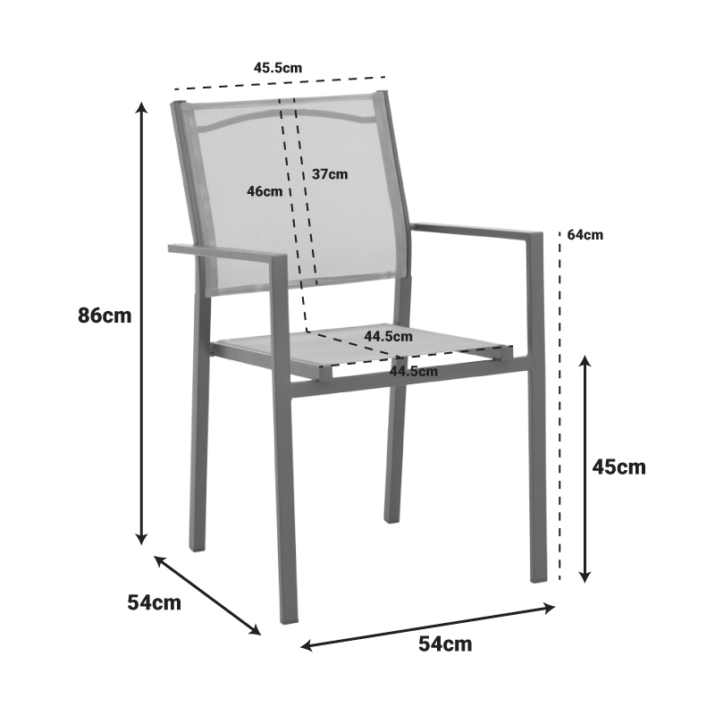 Πολυθρόνα Confidence pakoworld ανθρακί μέταλλο και γκρι textilene 54x54x86εκ Πολυθρόνα Confidence pakoworld ανθρακί μέταλλο και γκρι textilene 54x54x86εκ - Image 2