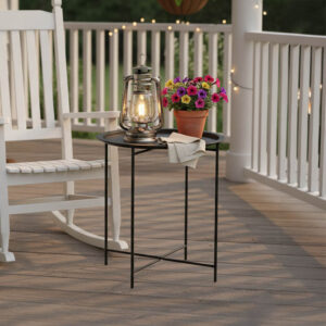 Τραπέζι Caius haroma μέταλλο σε μαύρη απόχρωση Φ46x52εκ