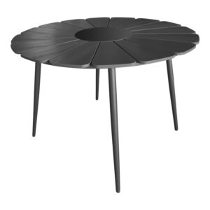 Τραπέζι Pinap haroma μαύρο αλουμίνιο και plywood σε μαύρη απόχρωση Φ110x74εκ