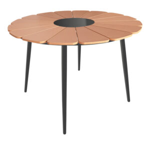 Τραπέζι Pinap haroma μαύρο αλουμίνιο και plywood σε φυσική απόχρωση Φ110x74εκ