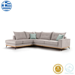 Γωνιακός καναπές δεξιά γωνία Luxury II haroma ύφασμα elephant-ciel 290x235x95εκ