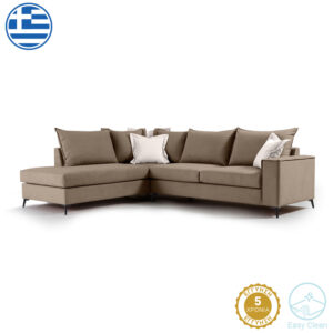 Γωνιακός καναπές δεξιά γωνία Romantic haroma ύφασμα mocha-cream 290x235x95εκ