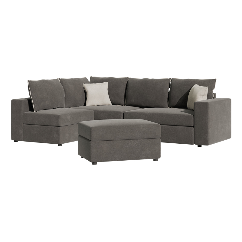 Πολυμορφικός-αναστρέψιμος καναπές London pakoworld ποντικί χρώμα ύφασμα με μαξιλάρια σε απόχρωση ανοιχτό γκρι 296x246x95εκ Πολυμορφικός-αναστρέψιμος καναπές London pakoworld ποντικί χρώμα ύφασμα με μαξιλάρια σε απόχρωση ανοιχτό γκρι 296x246x95εκ - Image 3