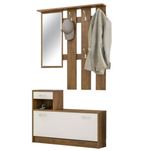 Έπιπλο εισόδου Jamie haroma καρυδί-λευκό 100x27,5x187εκ