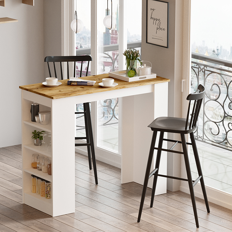 Τραπέζι μπαρ Riff pakoworld λευκό-oak 120x51.5x101.5εκ Τραπέζι μπαρ Riff pakoworld λευκό-oak 120x51.5x101.5εκ - Image 2