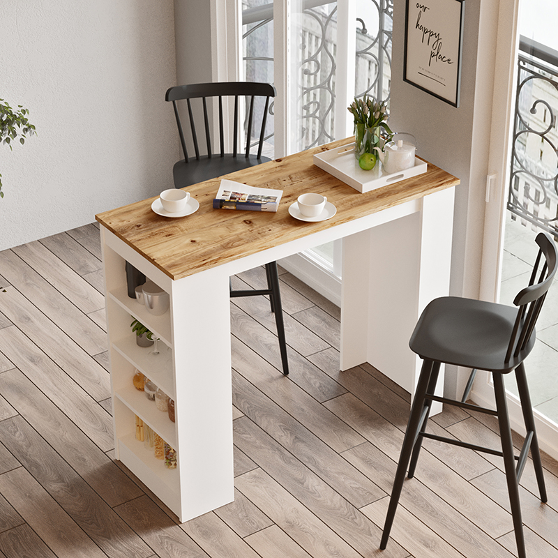 Τραπέζι μπαρ Riff pakoworld λευκό-oak 120x51.5x101.5εκ Τραπέζι μπαρ Riff pakoworld λευκό-oak 120x51.5x101.5εκ - Image 3