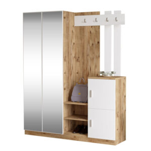 Έπιπλο εισόδου Doorse haroma μελαμίνης λευκό-sonoma 147.5x35x180εκ