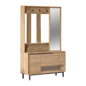 Έπιπλο εισόδου Zerbie haroma μελαμίνης φυσικό-μαύρο 112x35.5x178εκ