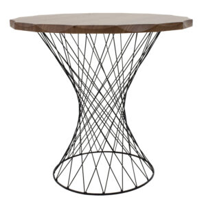 Τραπέζι Ronlele haroma μέταλλο μαύρο-καρυδί Φ81x76εκ