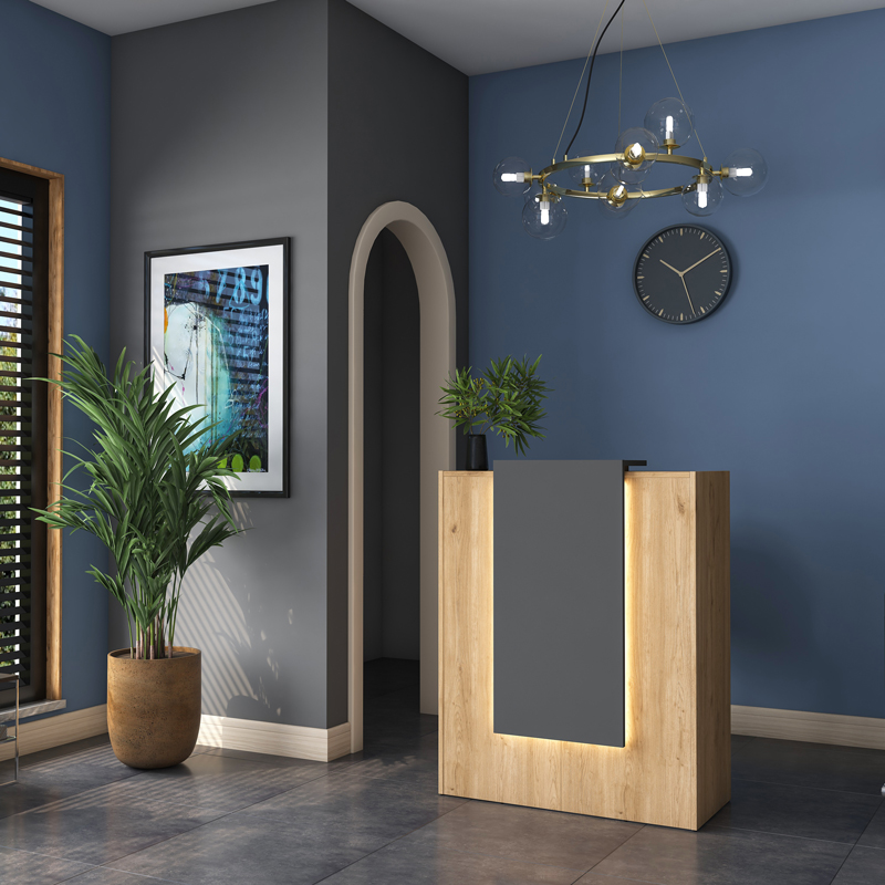 Γραφείο reception Zowel pakoworld με led μελαμίνης φυσικό-ανθρακί 90x40x110εκ Γραφείο reception Zowel pakoworld με led μελαμίνης φυσικό-ανθρακί 90x40x110εκ - Image 2