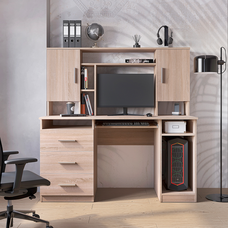 Γραφείο εργασίας Keldra pakoworld με συρτάρια και ντουλάπια σε sonoma απόχρωση 140x59.8x142.2εκ Γραφείο εργασίας Keldra pakoworld με συρτάρια και ντουλάπια σε sonoma απόχρωση 140x59.8x142.2εκ - Image 2