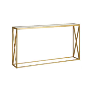 Κονσόλα μεταλλική με γυάλινη επιφάνεια Kantoo haroma σε χρυσή απόχρωση 120x25x75εκ