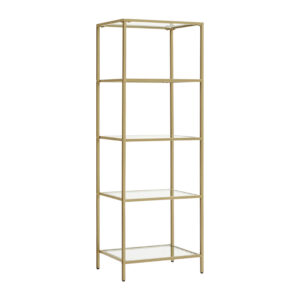 Ραφιέρα μεταλλική με γυάλινη επιφάνεια Letus haroma σε χρυσή απόχρωση 40x30x125εκ