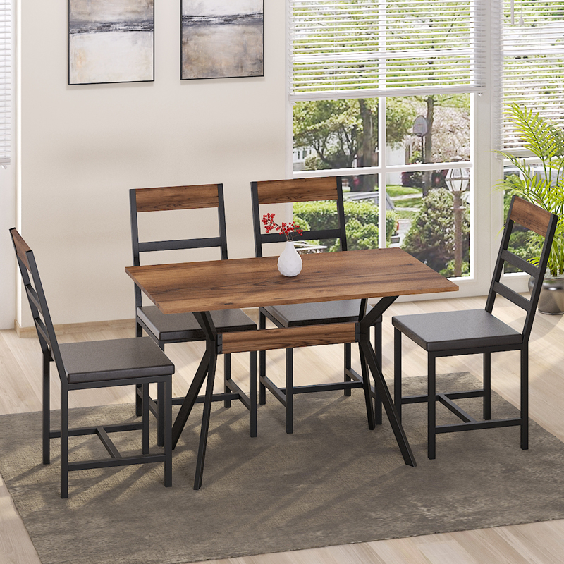 Τραπέζι Laluka pakoworld με μαύρα μεταλλικά πόδια σε καρυδί απόχρωση 120x70x74εκ Τραπέζι Laluka pakoworld με μαύρα μεταλλικά πόδια σε καρυδί απόχρωση 120x70x74εκ - Image 2