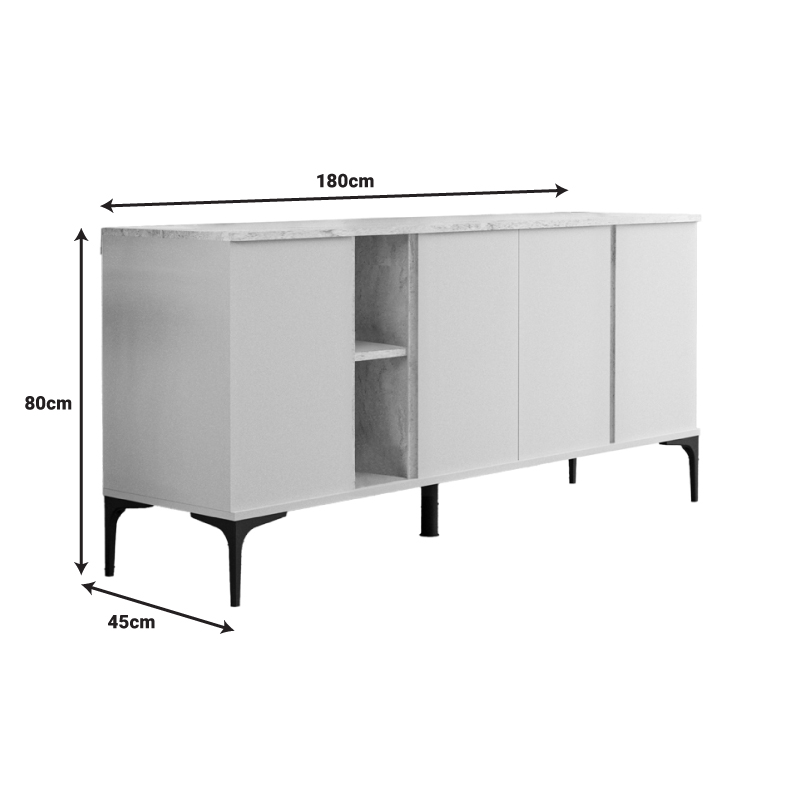 Μπουφές Vetine pakoworld σε γκρι-μπεζ απόχρωση και επιφάνεια σε όψη μαρμάρου 180x45x80εκ Μπουφές Vetine pakoworld σε γκρι-μπεζ απόχρωση και επιφάνεια σε όψη μαρμάρου 180x45x80εκ - Image 5