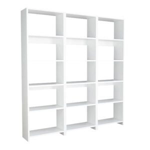 Βιβλιοθήκη Rabuku haroma σε λευκή απόχρωση 146x22x160εκ