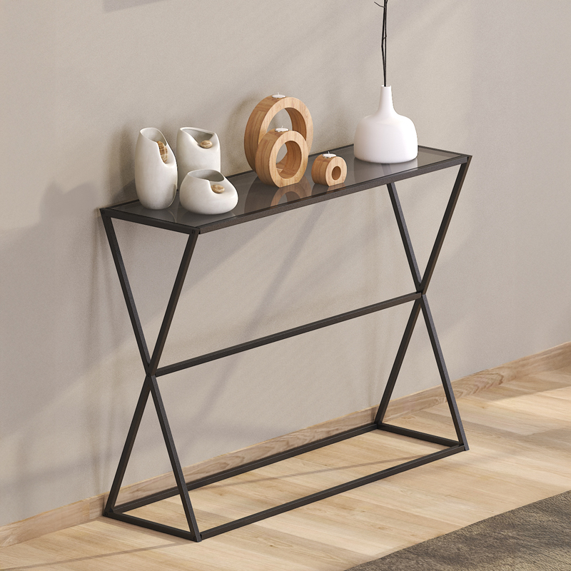 Κονσόλα Loujie I pakoworld σε μαύρο μέταλλο-smoke γυαλί 100x30x76εκ Κονσόλα Loujie I pakoworld σε μαύρο μέταλλο-smoke γυαλί 100x30x76εκ - Image 2