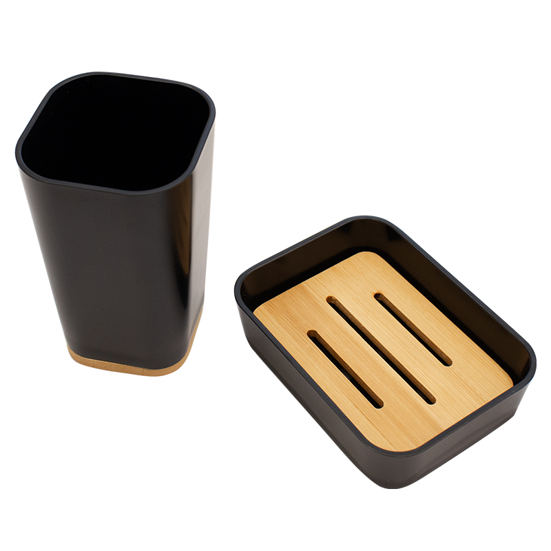 Σετ αξεσουάρ μπάνιου Nature pakoworld 2τμχ pp χρώμα μαύρο Σετ αξεσουάρ μπάνιου Nature pakoworld 2τμχ pp χρώμα μαύρο - Image 2