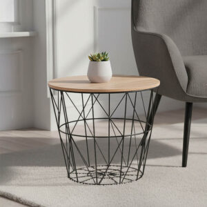 Βοηθητικό τραπέζι σαλονιού Jacot haroma oak-μαύρο Φ38x30,5εκ