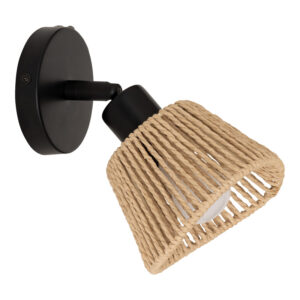 Φωτιστικό τοίχου-απλίκα Hender haroma σε φυσική-μαύρη απόχρωση Φ10x19.5εκ