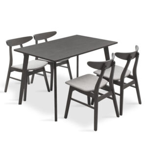 Tραπεζαρία Benson - Orlean haroma σετ 5τμχ rustic grey-ύφασμα γκρι 120x75x75εκ