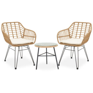 Σαλόνι Gaus-Naoki σετ 3τεμ pakoworld μέταλλο μαύρο-pe φυσικό.