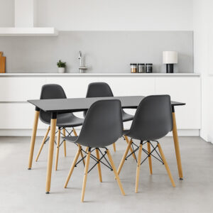 Τραπεζαρία Natali-Julita haroma σετ 5τεμ μαύρο-φυσικό 120x80x76εκ