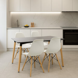 Τραπεζαρία Natali-Julita haroma σετ 5τεμ μαύρο-λευκό-φυσικό 120x80x76εκ