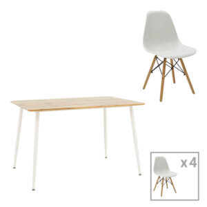 Τραπεζαρία Julita-Cuba haroma σετ 5τεμ pp-mdf σε λευκή-sonoma απόχρωση120x80x75εκ