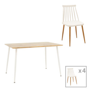 Τραπεζαρία Aurora-Cuba haroma σετ 5τεμ pp-mdf σε λευκή-sonoma απόχρωση120x80x75εκ