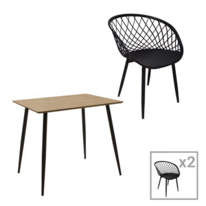 Τραπεζαρία Ezra-Cuba haroma σετ 3τεμ pp-mdf σε μαύρη-sonoma απόχρωση 70x70x75εκ