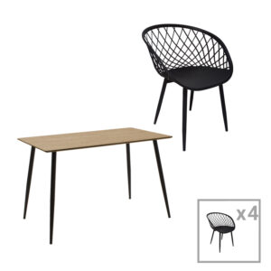 Τραπεζαρία Ezra-Cuba haroma σετ 5τεμ pp-mdf σε μαύρη απόχρωση 120x70x76εκ