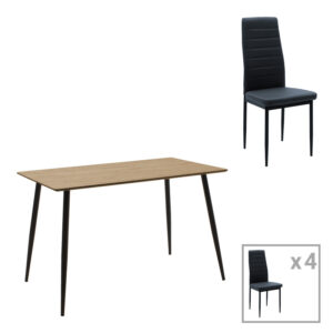 Τραπεζαρία Cuba-Parker haroma σετ 5τεμ mdf σε sonoma-μαύρη απόχρωση 120x70x76cm