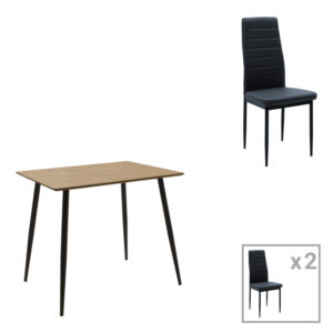 Τραπεζαρία Cuba-Parker haroma σετ 3τεμ mdf σε sonoma-μαύρη απόχρωση 70x70x75cm