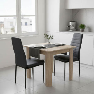 Τραπεζαρία Manka-Parker haroma σετ 3τεμ mdf σε μαύρη-sonoma απόχρωση 80x80x77εκ