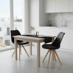 Τραπεζαρία Manka I-Caron haroma σετ 3τεμ σε sonoma-μαύρη απόχρωση 80x80x77εκ