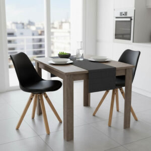 Τραπεζαρία Manka I-Caron haroma σετ 3τεμ σε sonoma truffle-μαύρη απόχρωση 80x80x77εκ