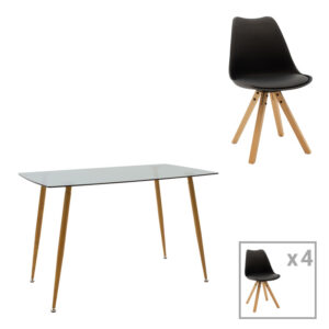 Τραπεζαρία Chloe-Caron haroma σετ 5τεμ σε ανθρακί-μαύρη απόχρωση 120x70x75εκ