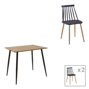 Τραπεζαρία Cuba-Aurora I haroma σετ 3τεμ σε sonoma-μαύρη απόχρωση 70x70x75εκ