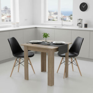 Τραπεζαρία Manka Ι -Gaston haroma σετ 3τεμ σε sonoma-μαύρη απόχρωση 80x80x77εκ