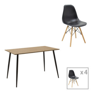 Τραπεζαρία Cuba-Julita haroma σετ 5τεμ MDF sonoma-μαύρο-φυσικό 120x70x76εκ