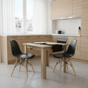 Τραπεζαρία Manka I-Julita haroma σετ 3τεμ σε sonoma-μαύρη απόχρωση 80x80x77εκ