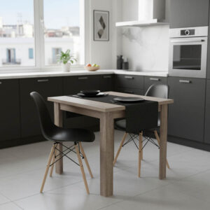 Τραπεζαρία Manka I-Julita haroma σετ 3τεμ σε sonoma truffle-μαύρη απόχρωση 80x80x77εκ